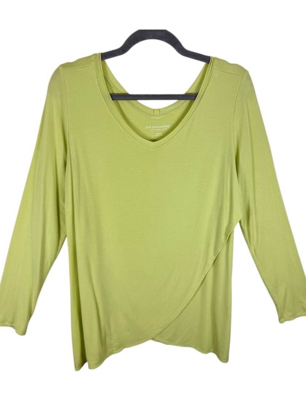 Soft Surroundings Yellow Long Sleeve V-Neck‎ Soft Stretchy Modal Top Size M